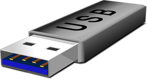 Vector clip art of grey USB flash stick
