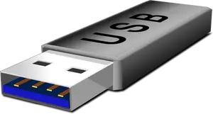 Vektor seni klip abu-abu USB tongkat flash