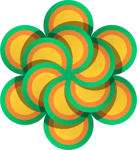 Desenho de flor feita de círculos multicoloridos vetorial
