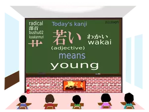 Bild von grünen Schulbehörde Kanji lernen