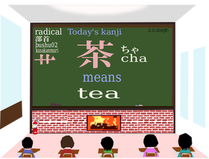 Kanji « cha » sens « thé » vector clip art