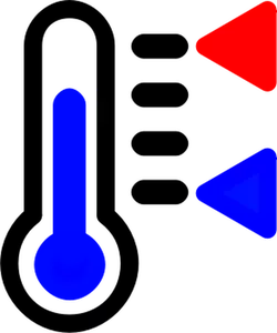 Warna termometer ikon vektor grafis