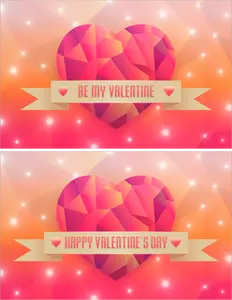 Imagine vectorială de culoare inimi Happy Valentine carduri