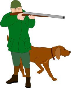 Cazador con Ilustración aroma sabueso perro vector