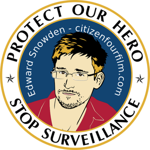 Protect our hero label against NSA vector illustration