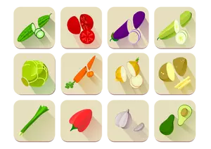 Gráficos del vector de una selección de verduras