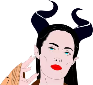 Vektorgrafikk kvinne med skarpe horn frisyre i farger