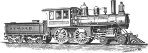 Steam locomotive detailed vector drawing