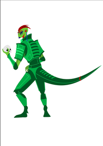Außerirdische Cartoon Reptil Charakter Vektor-ClipArt