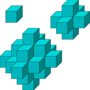 Vector illustraties van iets scheef turquoise kubussen