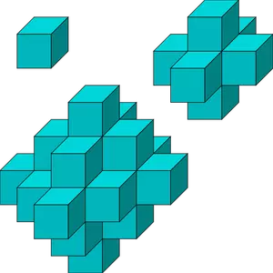 Vector illustraties van iets scheef turquoise kubussen