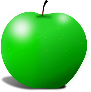 Vektorigrafiikka vihreästä omenasta, jossa on kaksi valonheitintä