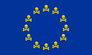 EU-flagget med skallen og armbrøst