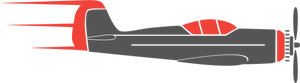 Grafik av propeller flygplan i grått och rött