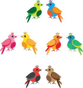 Vector Illustrasjon av fargerike fugler