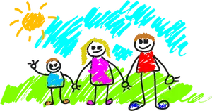 Enkel tegning av en familie