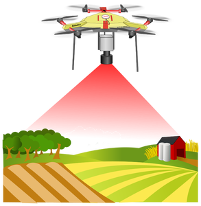 खेत के ऊपर ड्रोन