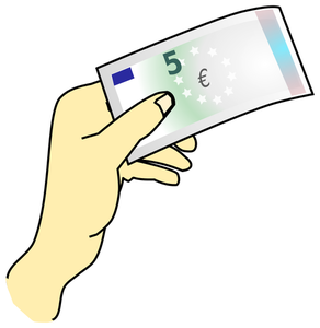 Hand som håller 5 euro