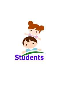 Kids with ''students'' lettering