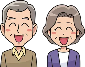 Laughing couple cartoon style