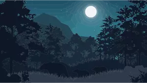 Digitala natt skog illustration