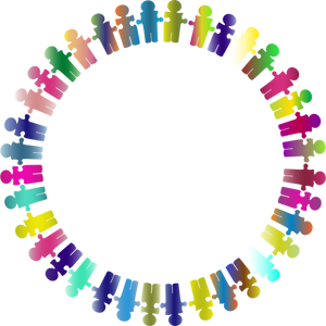 Cadru de puzzle colorat de oameni
