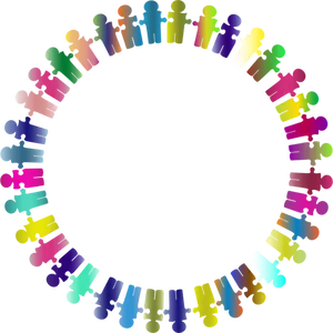 Cadru de puzzle colorat de oameni