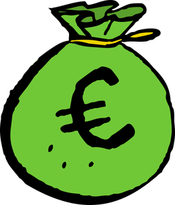 Pytlík s penězi zelená EUR
