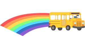 Duhový školní autobus
