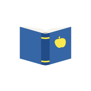 Blue Book with yellow apple
