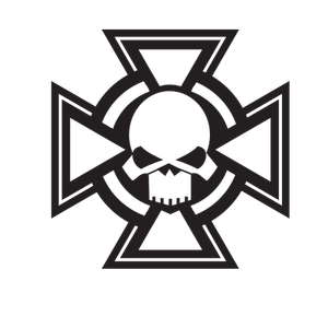 Silhouette of a cross and a skull