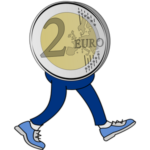 2 Monede euro cu picioare