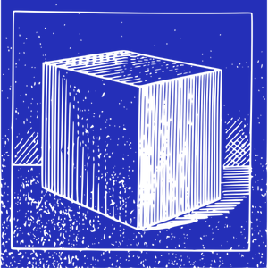 De schets blauwe achtergrond van de kubus