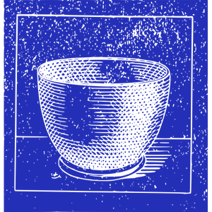 Bowl sketch blue background