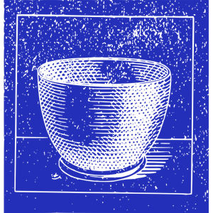 Latar belakang biru sketsa mangkuk