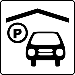 Vector icon for hotel has indoor parking