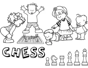 Bambini e pezzi degli scacchi
