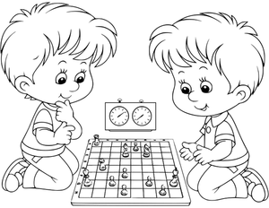 Twins playing chess