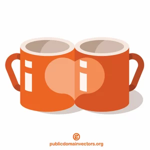 Two coffee cups with heart
