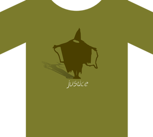Vector image of shirt with ''justice'' label