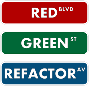 Røde grønne refactor gateskilt vektor tegning