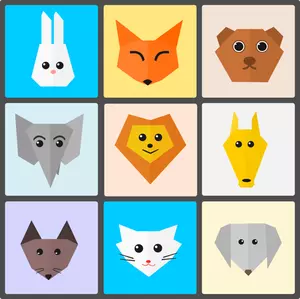 Animaux mignons plat Origami Style