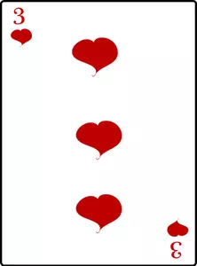 Tres de corazones naipe gráficos vectoriales