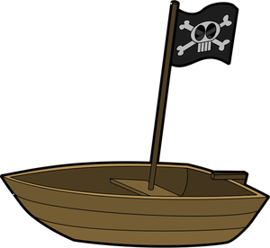 Vector afbeelding van één persoon piraat boot met een vlag