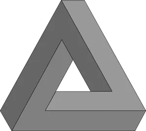 Ilustração em vetor do triângulo impossível em tons de cinza
