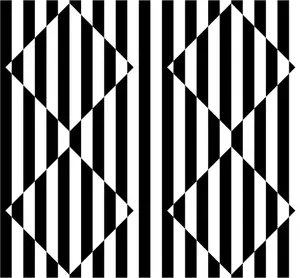 Ilusión de óptica 3D con ilustración de vector de rayas blanco y negro