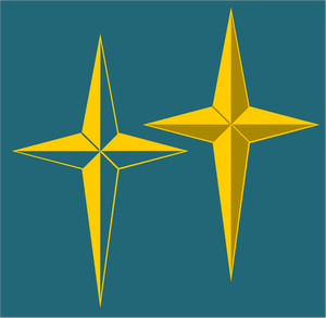 Vector drawing of 4 point beveled star