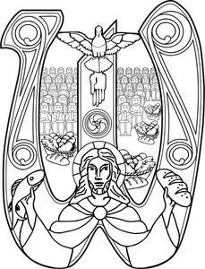 Christ avec un graphique de vecteur symbole poisson et pain