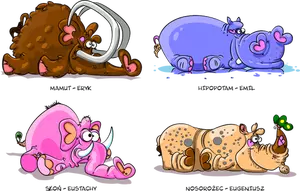 4 つのおかしい動物のベクトル