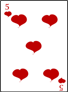 Fem av hjerter spillkort vektor image